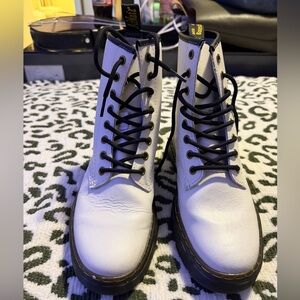 Dr. Martens White and Black Lace-Up Boots